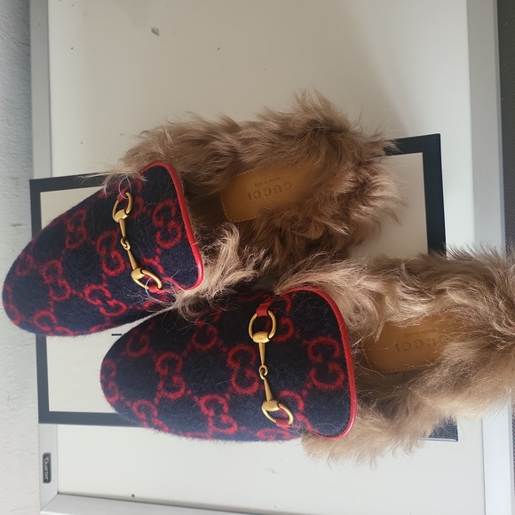 NWT GUCCI PRINCETON WOOL UPPER FUR LINING MULE - unisex US 9.5 length 10.5 - Picture 4 of 11